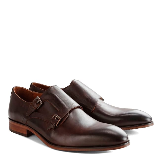 DenBroeck Brown Leather Pine St. Monkstrap Shoes