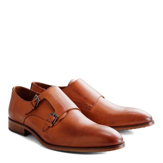 DenBroeck Cognac Leather Pine St. Monkstrap Shoes