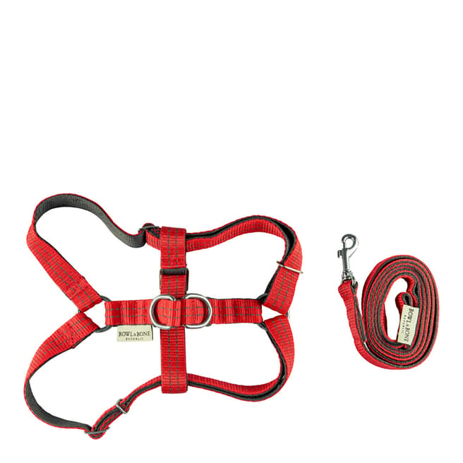 Bowl & Bone Red Small Active Harness with Lead 27cm-35cm