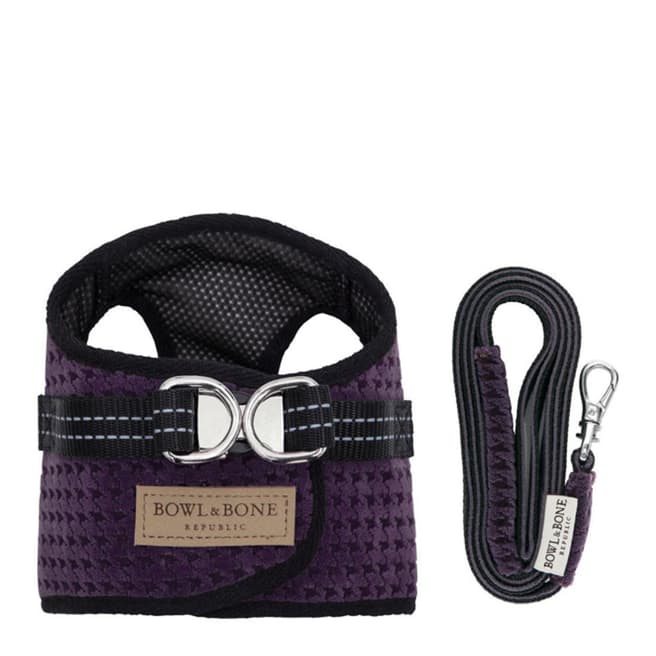 Bowl & Bone Purple Soho Medium Harness with Lead 28x37-40 cm