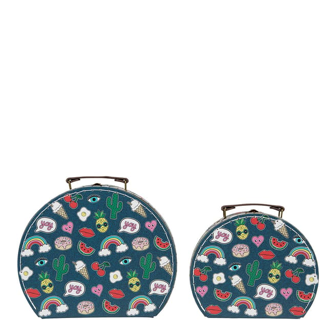 Sass & Belle Set Of 2 Patches & Pins Suitcases
