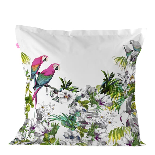 Happy Friday Blue Macaw Square Cushion Cover