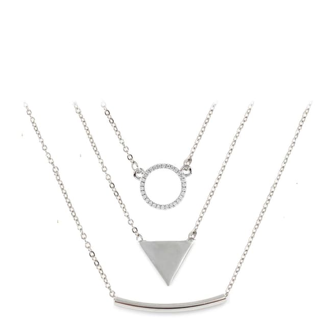 Chloe Collection by Liv Oliver Silver Multi Geometric Layered Necklace