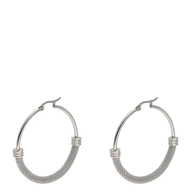 Chloe Collection by Liv Oliver Silver Plated Mesh Hoop Earrings