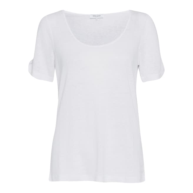 Great Plains Optic White Lucy Linen Mix Jersey T-shirt