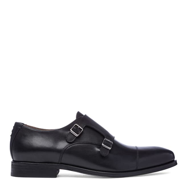 Oliver Sweeney Black Leather Milfontes Double Buckle Monk Shoes 