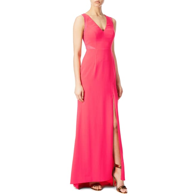 Aidan Mattox Pink Tangerine Crepe And Lace Gown
