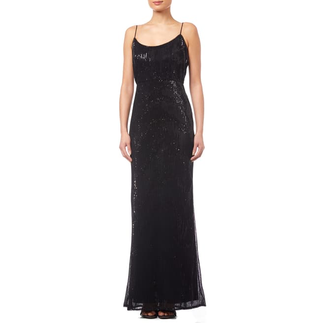 Adrianna Papell Black Pleated Sequin Dress