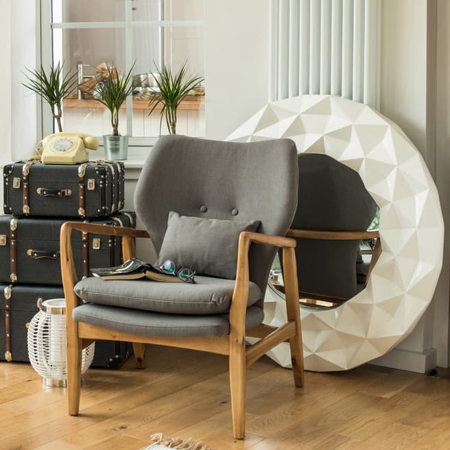 Premier Housewares Stockholm Grey Chair with Birchwood Frame
