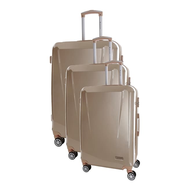Platinium Beige Marshall 8 Wheeled Set Of Three Suitcases 50/60/70cm