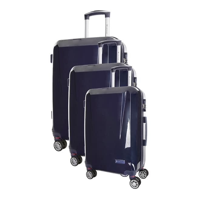 Platinium Mainre Blue Marshall 8 Wheeled Set Of Three Suitcases 50/60/70cm