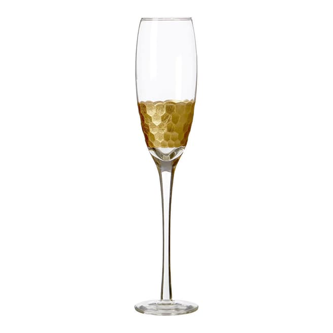 Premier Housewares Set of 4 Gold Astrid Champagne Glasses,  210ml