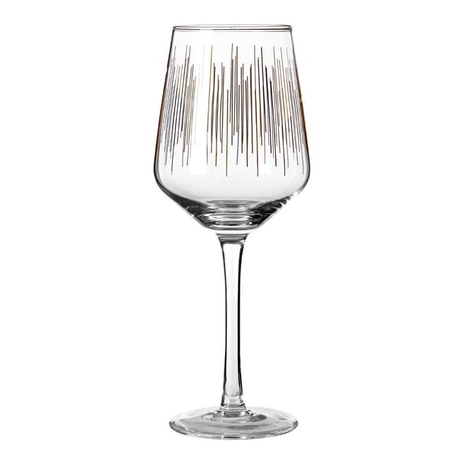 Premier Housewares Set of 4 Gold Deco Wine Glasses, 430ml
