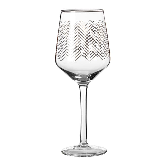 Premier Housewares Set of 4 Gold Jazz Wine Glasses, 430ml
