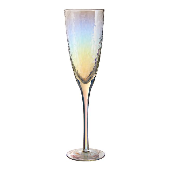 Premier Housewares Aurora Champagne Glasses, Set of 4 / 260ml, Hammered / Iridescent Lustre