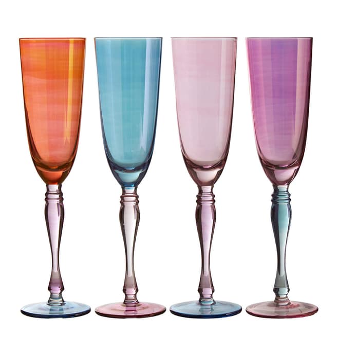 Premier Housewares Set of 4 Aurora Champagne Glasses,  273ml