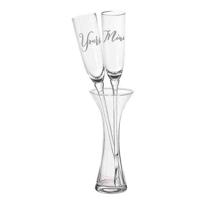 Premier Housewares Champagne Flutes  Verity Mine / Yours  Set of Two / Vase Holder