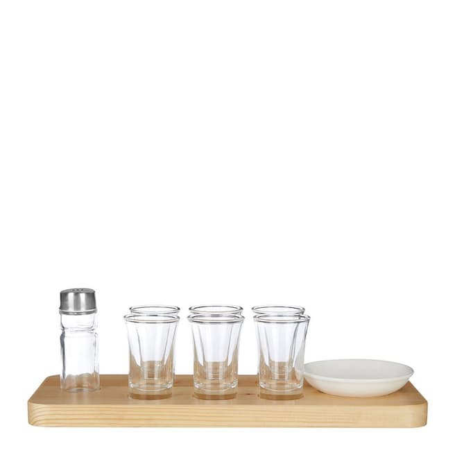 Premier Housewares Tequila Shot Glass Set, Wooden Tray, Six Shot Glasses