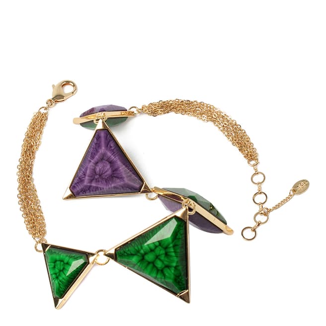 Amrita Singh Two-Tone Reversible Triangle Necklace With Resin Stones.