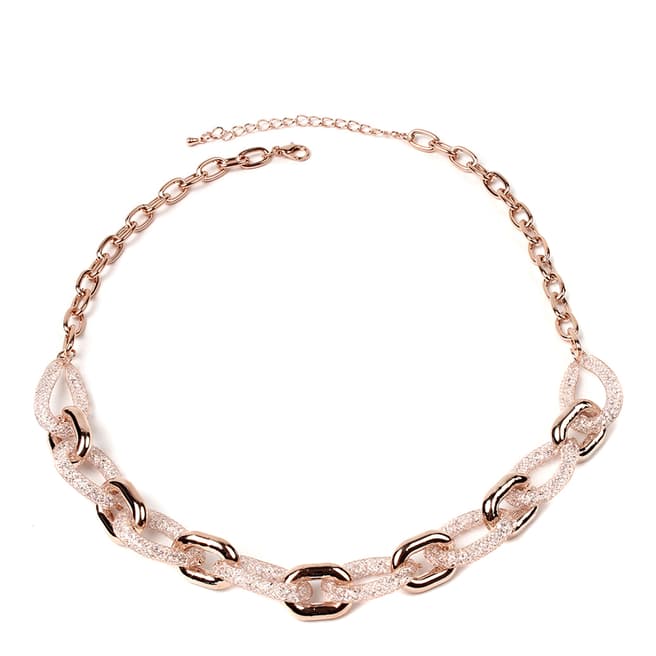 Amrita Singh Rose-Tone Brass Linked Necklace With Mesh Detailing