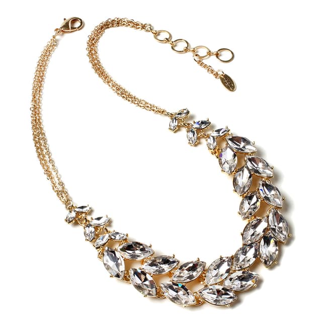Amrita Singh Leaf Bib Necklace With Austrian Crystals