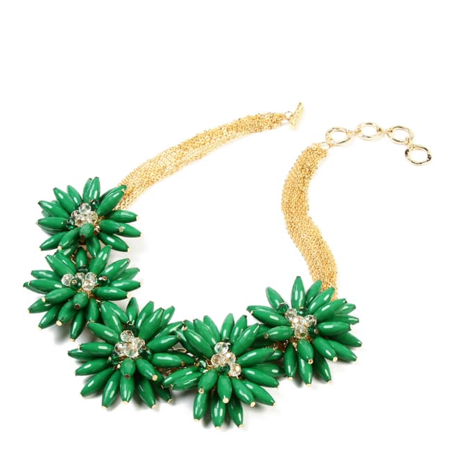 Amrita Singh Gold-Tone Brass Floral Necklace With Resin Stones.