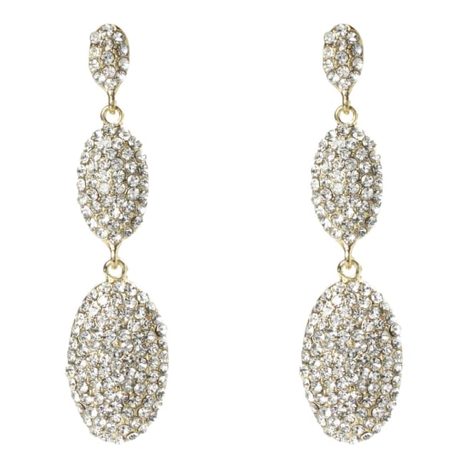 Amrita Singh Gold-Tone Brass Three Tier Oval Earrings With Austrian Crystals