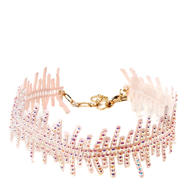 Amrita Singh Lace Choker Embellished With Faceted Glass Beads With A Gold-Tone Brass Lobster Closure