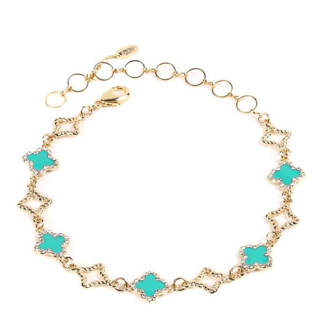 Amrita Singh Turquoise/Gold Clover Choker Necklace
