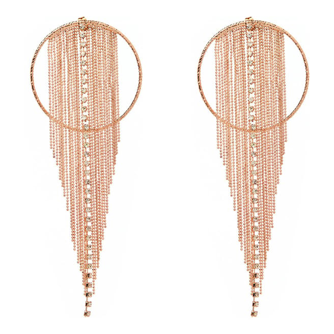 Amrita Singh Large Rose Gold-Tone Brass Circular Earrings With Fringe Detail And Austrian Crystals