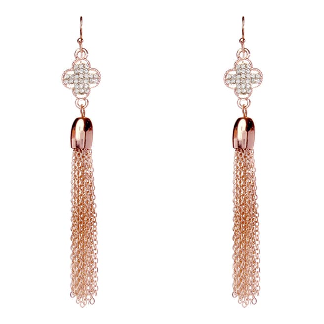 Amrita Singh Rose Gold-Tone Brass Tassel Earrings With Austrian Crystals.