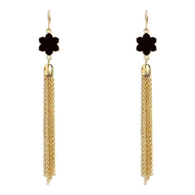 Amrita Singh Gold-Tone Brass Tassel Earrings With Enamel Detailing.