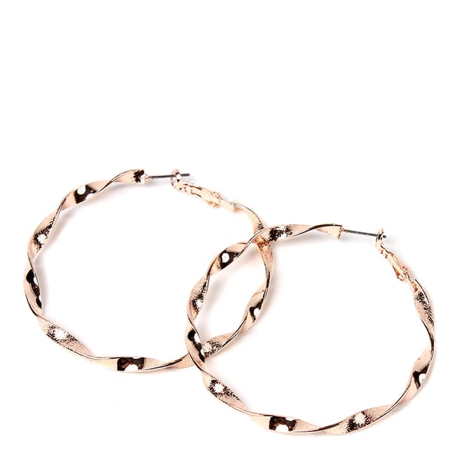 Amrita Singh Rose Gold-Tone Brass Hoops With Twisted Detailing.