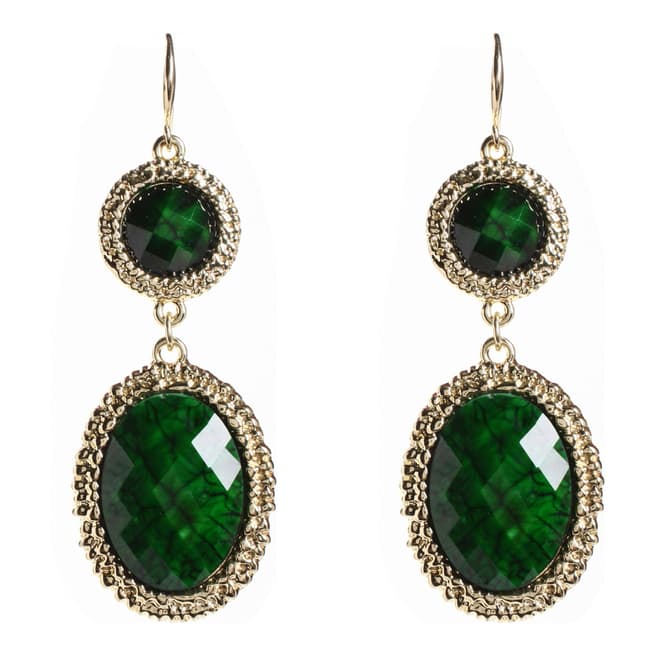 Amrita Singh Gold-Tone Green Earrings With Resin Stones.