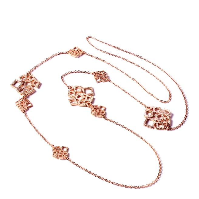 Amrita Singh Rose Gold-Tone Brass Station Necklace With Embellishments