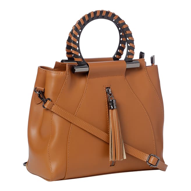 Marco Chiarini Brown Leather Top Handle Bag