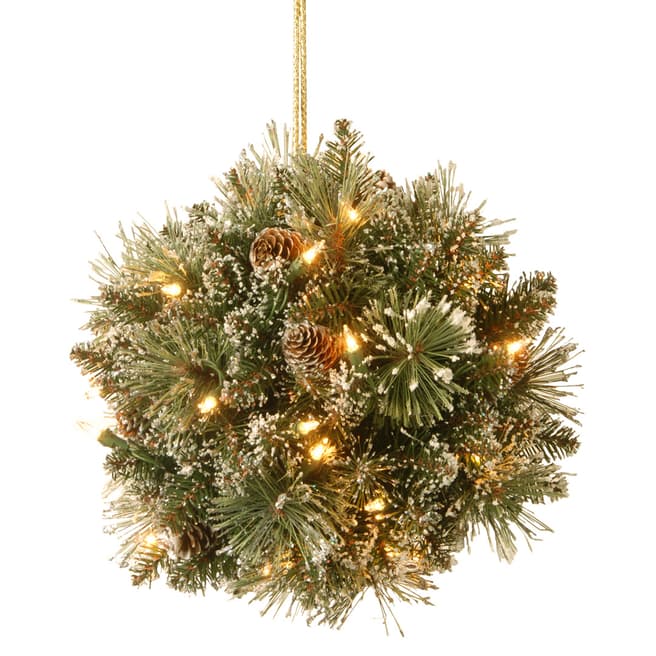 The National Tree Company Glittery Bristle Pine Kissing Ball with 35 S/W Battery