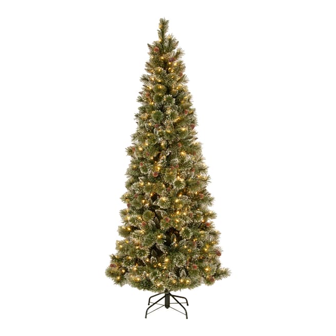 The National Tree Company Sparkling Pine 7.5ft Tree Slim with Cones