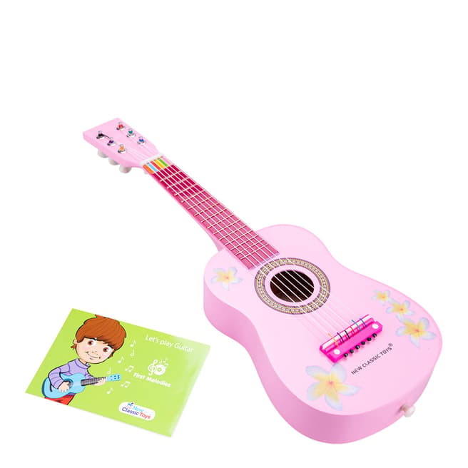 New Classic Toys Pink Guitar With Flowers