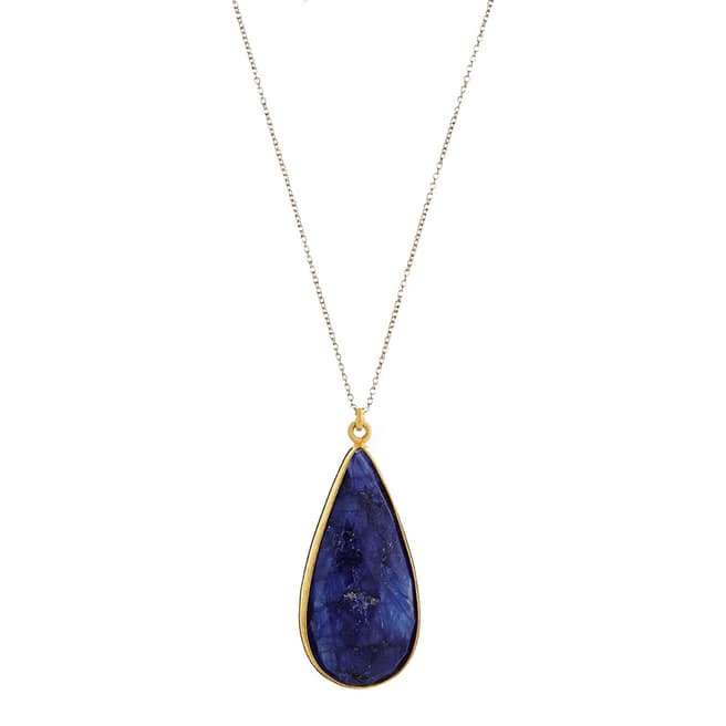 Liv Oliver 18K Gold Sapphire Pear Drop Pendant Necklace