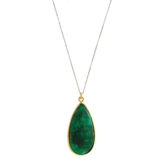 Chloe Collection by Liv Oliver 18K Gold Plated Emerald Pear Drop Pendant Necklace