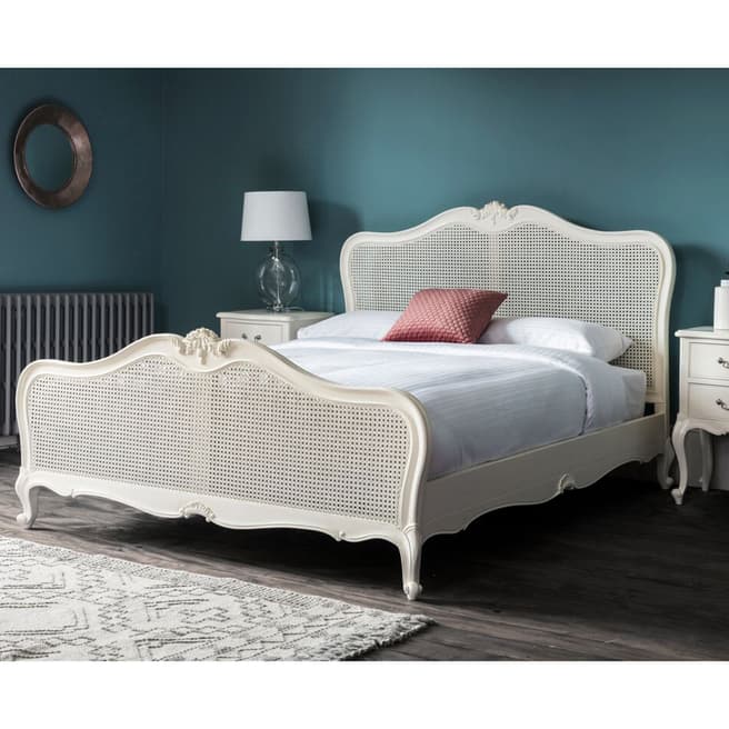 Gallery Living Stanal King Size Cane Bed, Vanilla White