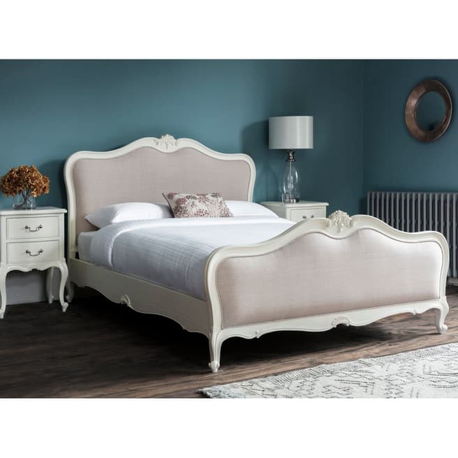 Gallery Living Chic Super King Size Linen Upholstered Bed, Vanilla White