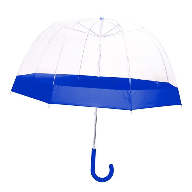 Happy Rain Blue Border Transparent Long Birdcage Umbrella