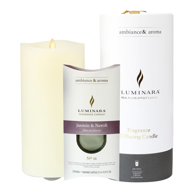 Luminara Wax Fragrance Diffussing Candle - Ivory with Jasmine &  Neroli Fragrance