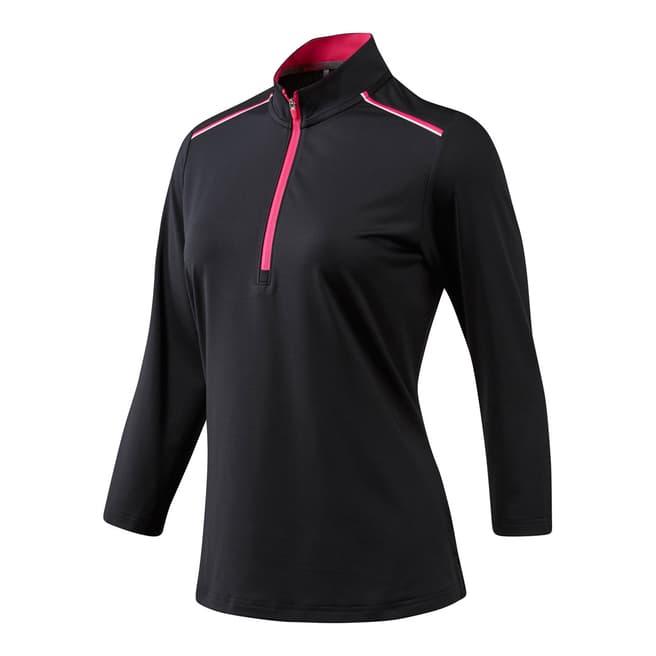Adidas Golf Black Quarter Sleeve Zip Polo