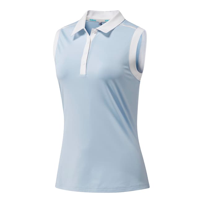 Adidas Golf Blue/White Sleeveless Polo Shirt