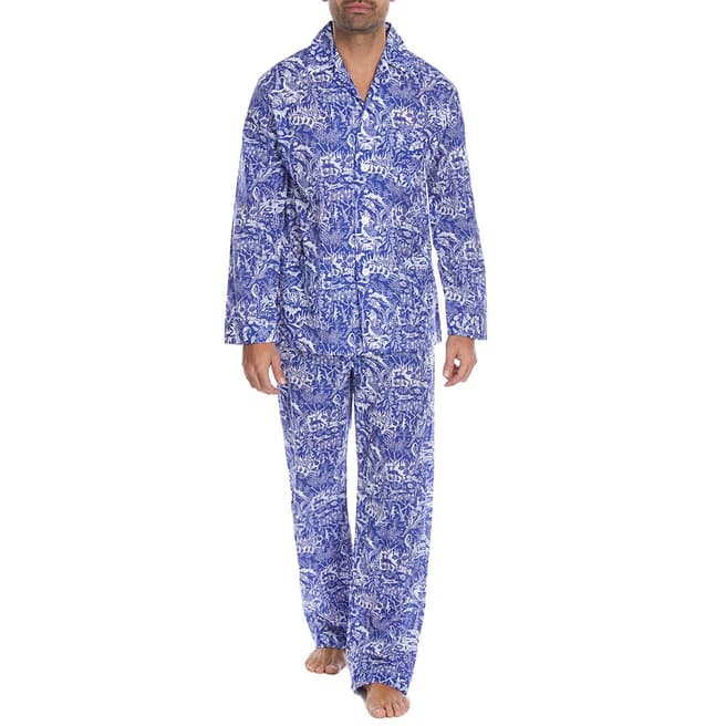 DEREK ROSE Blue Ledbury Pyjama Set