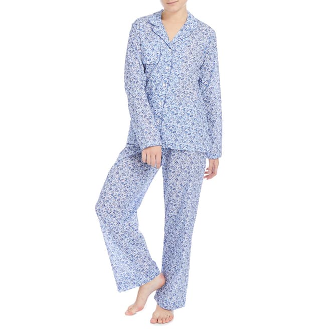 DEREK ROSE Blue Floral Dixi Classic Pyjama Set 