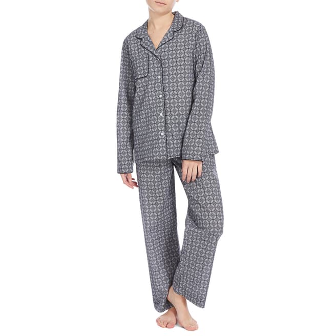 DEREK ROSE Black Print Ledbury Classic Pyjama Set 